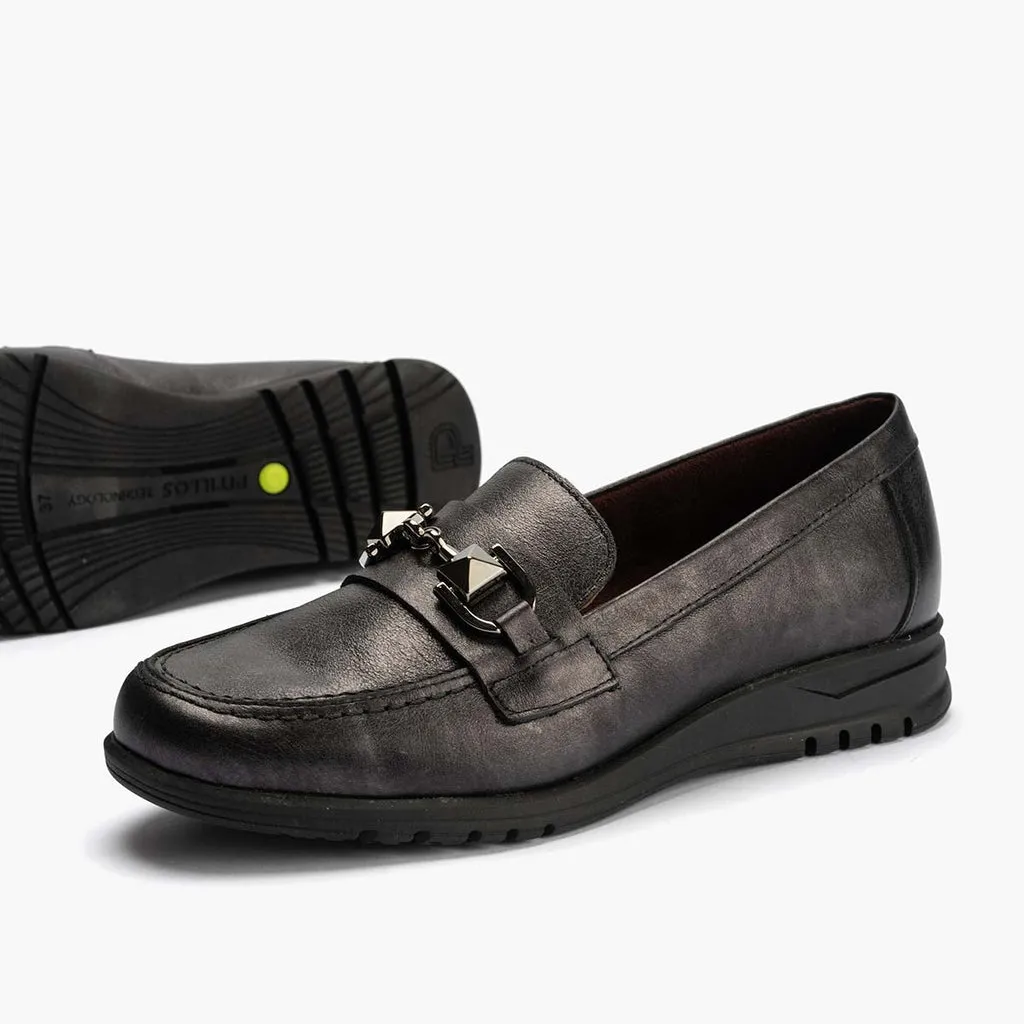 Mocasín con Adorno mujer color antracita