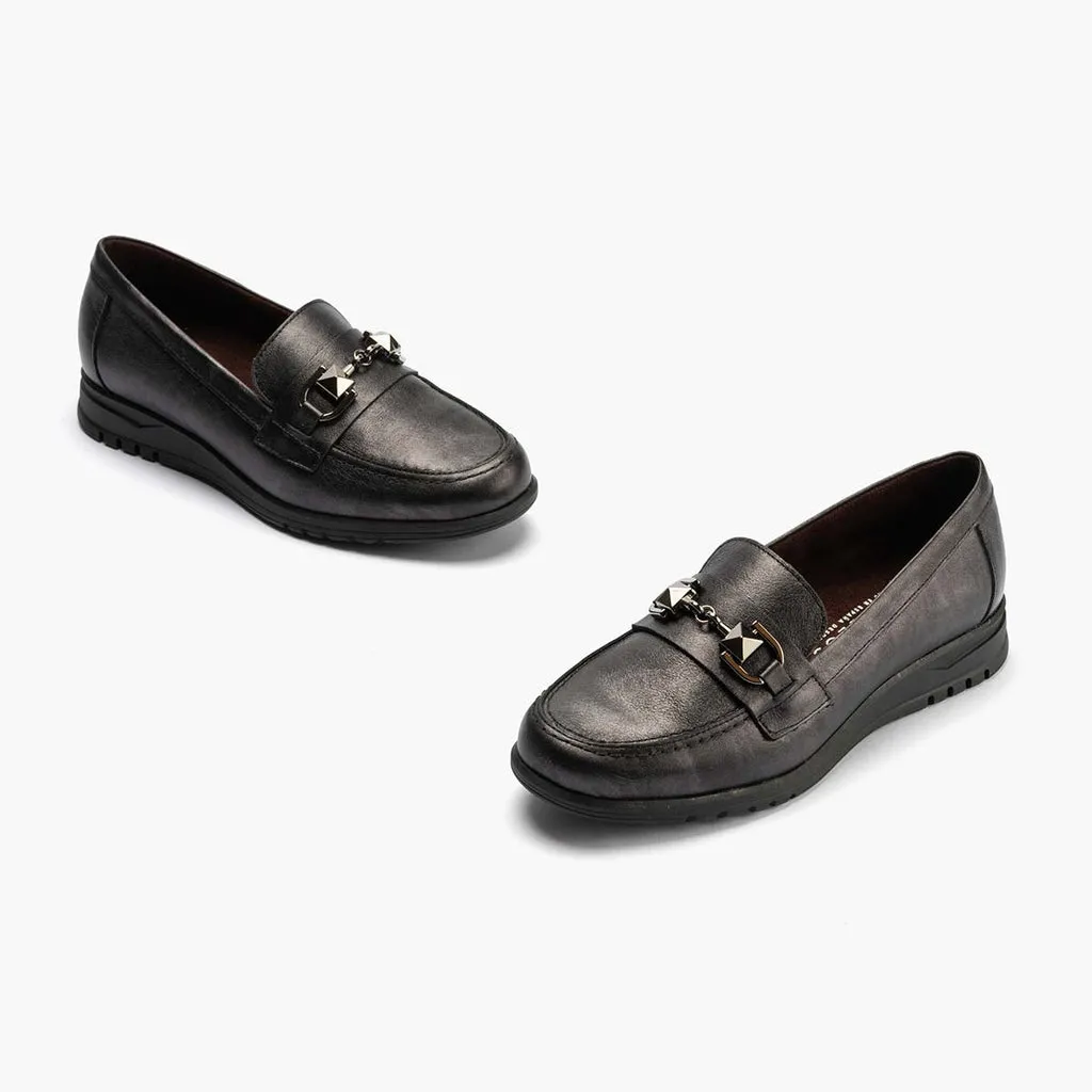 Mocasín con Adorno mujer color antracita