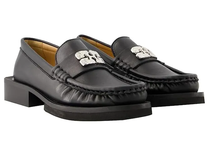 MOCASíN CON LOGO DE MARIPOSA  GANNI  PIEL  NEGRO 