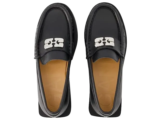 MOCASíN CON LOGO DE MARIPOSA  GANNI  PIEL  NEGRO 