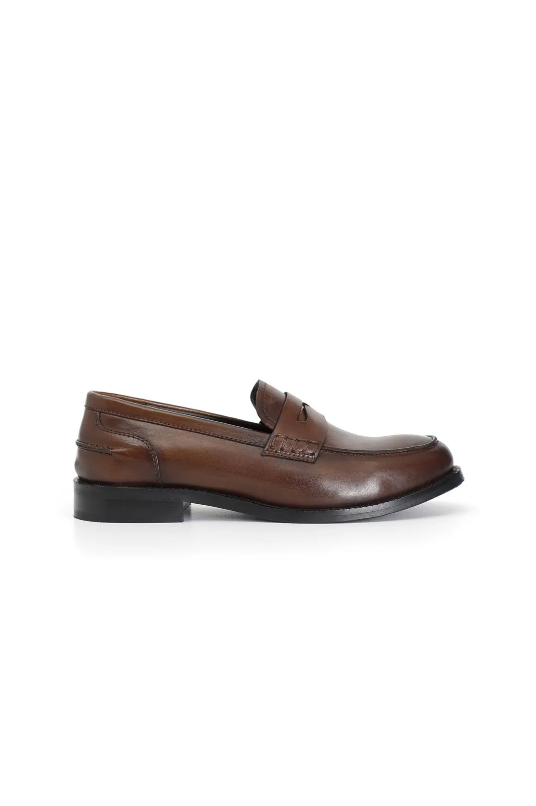 mocasín de cuero para mujer cognac