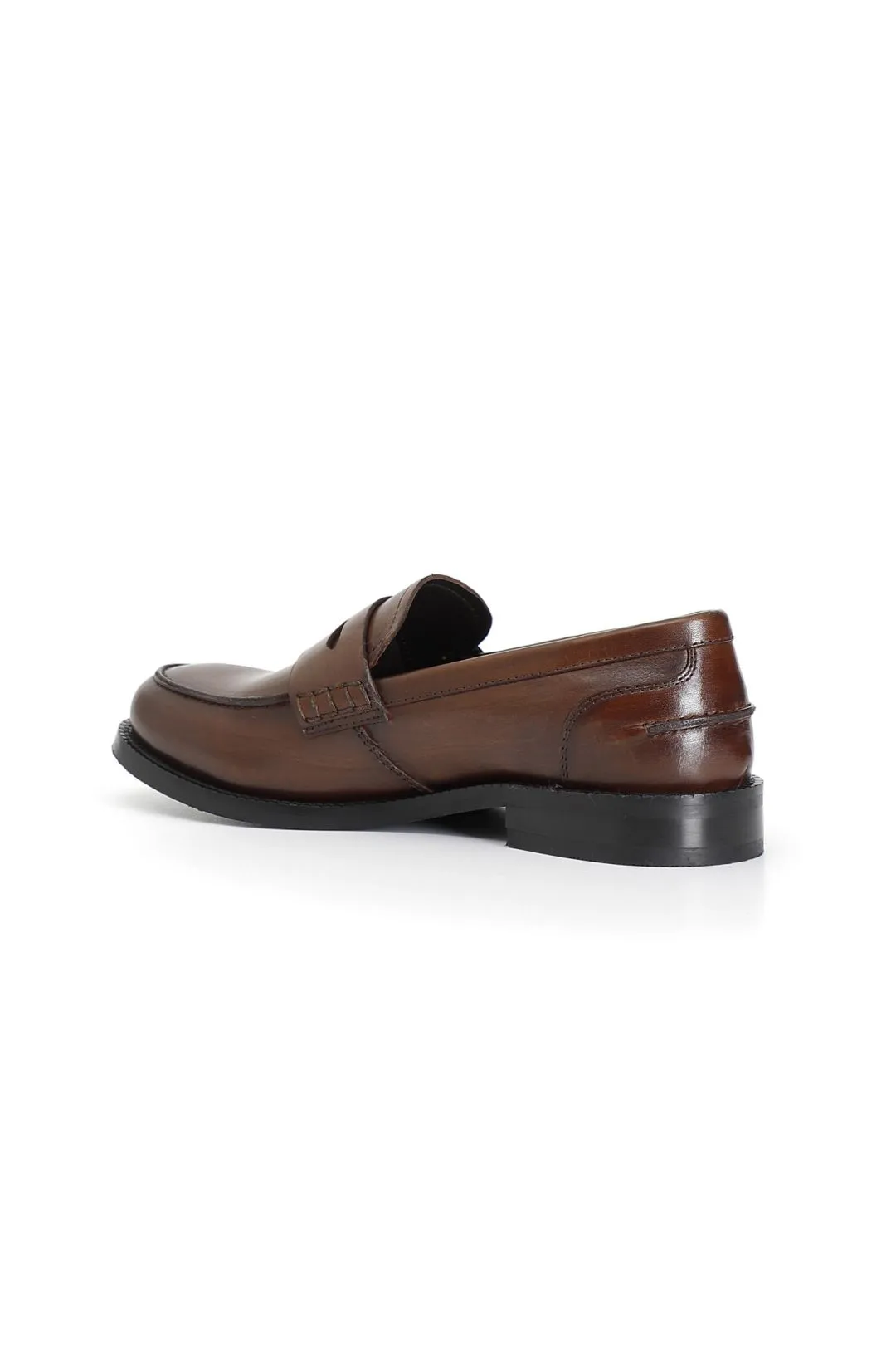 mocasín de cuero para mujer cognac