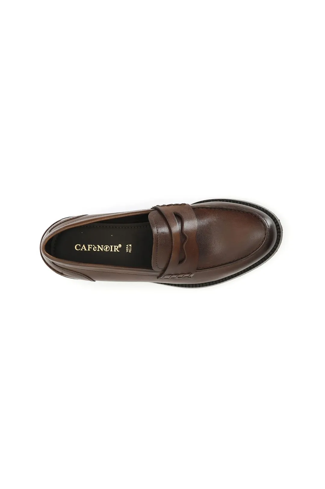 mocasín de cuero para mujer cognac