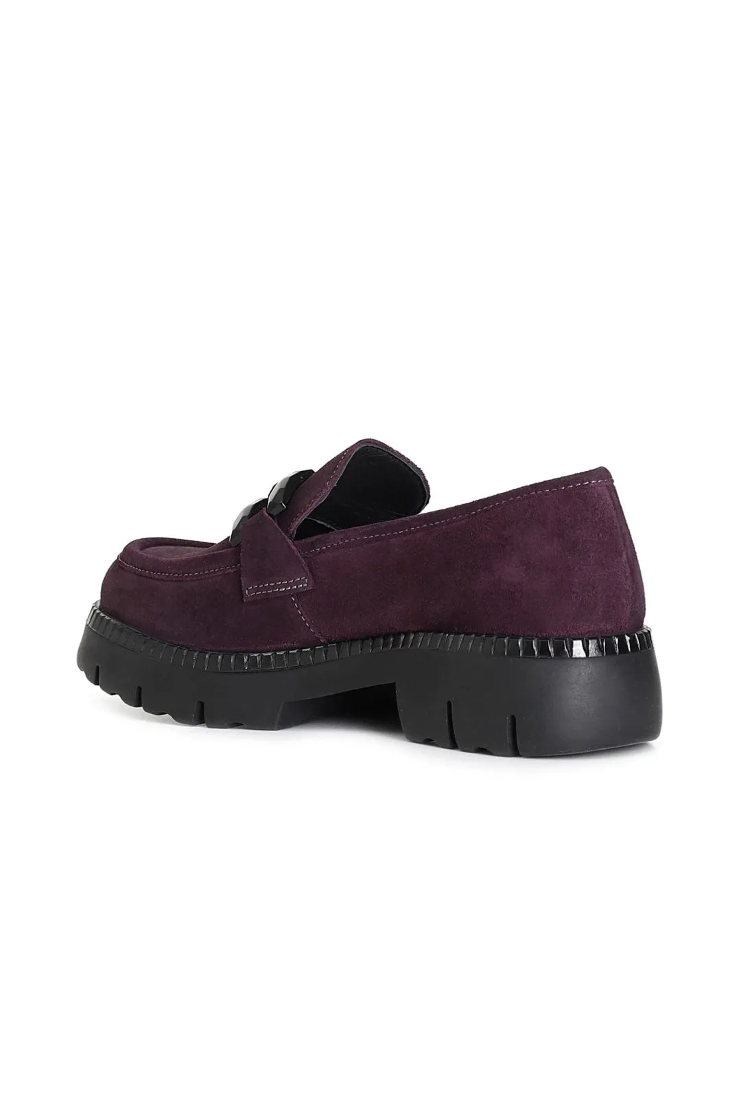 mocasín de mujer en ante con bocado bordeaux