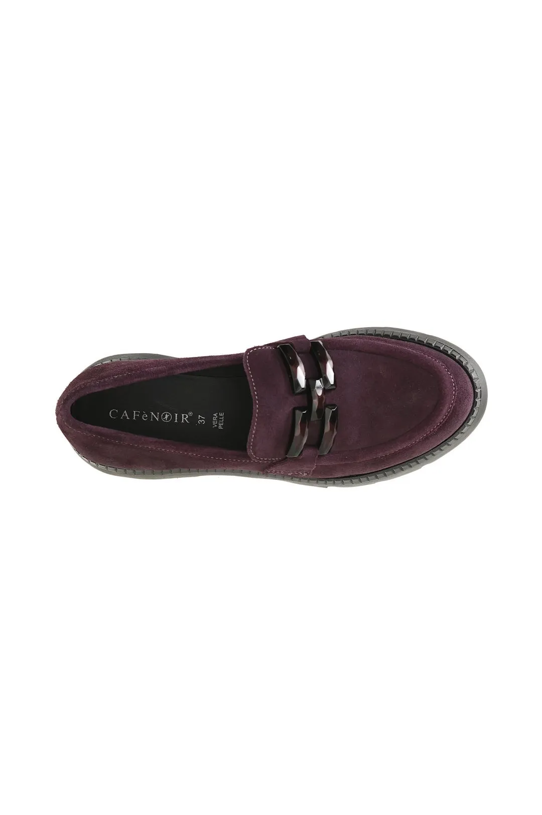 mocasín de mujer en ante con bocado bordeaux