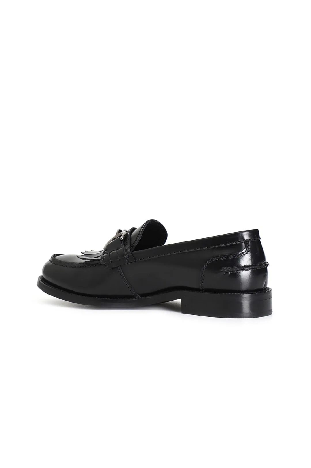 mocasín de mujer en piel cepillada con flecos black