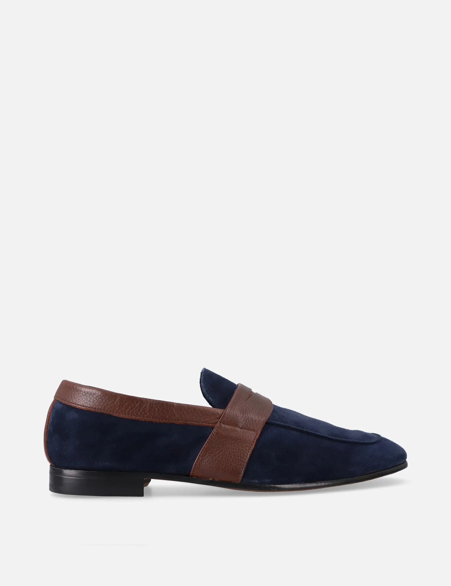 Mocasín en ante premium color marino