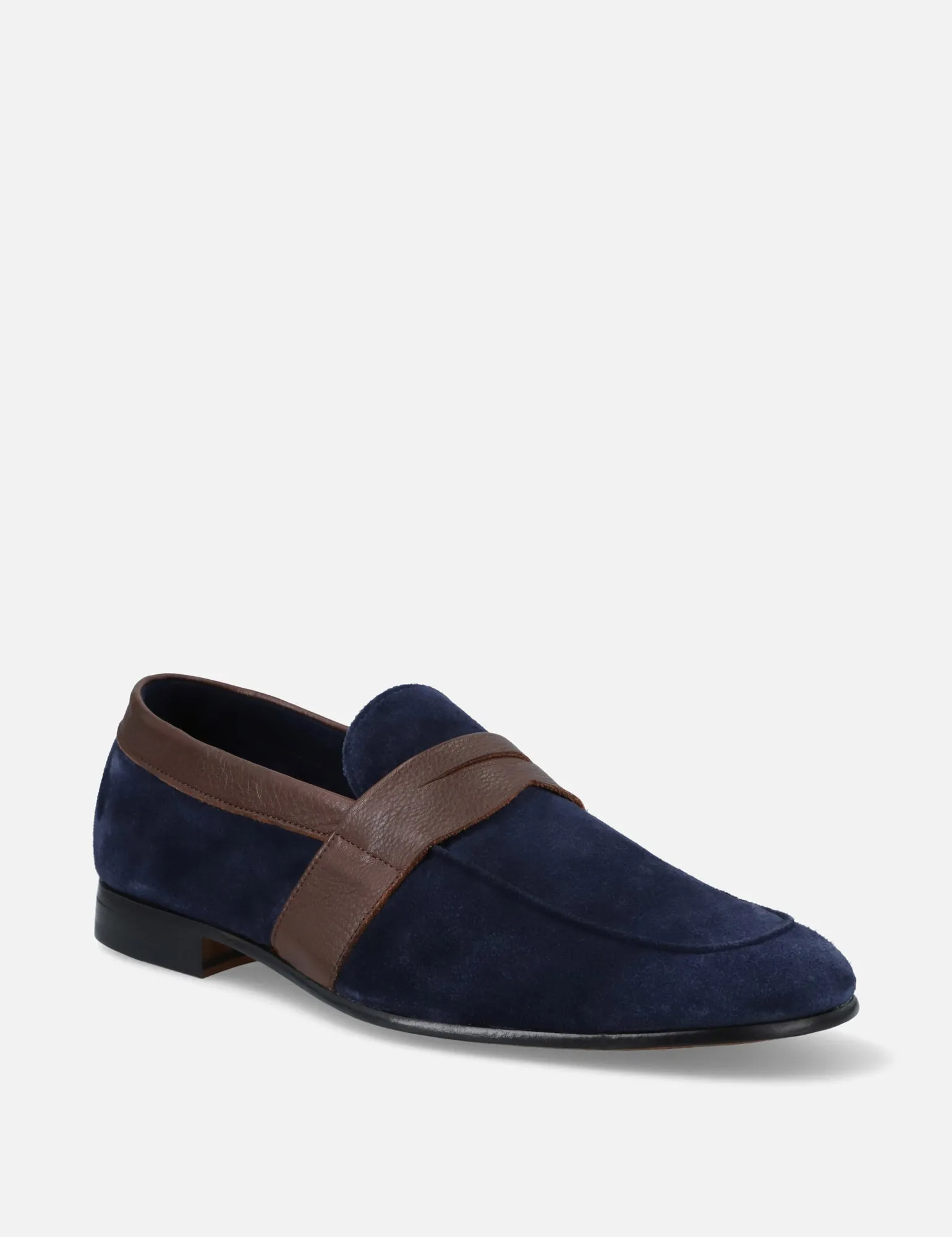 Mocasín en ante premium color marino