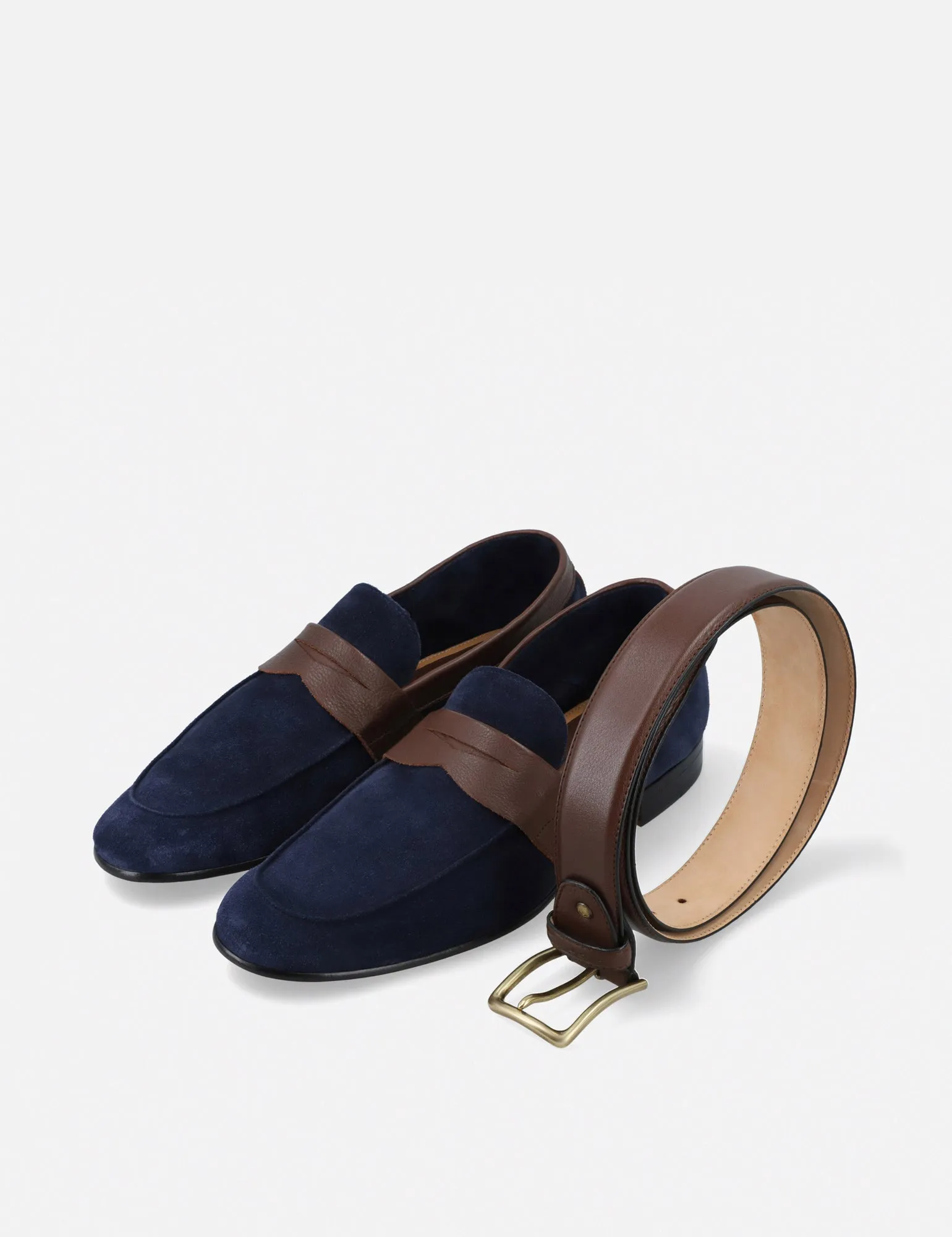 Mocasín en ante premium color marino