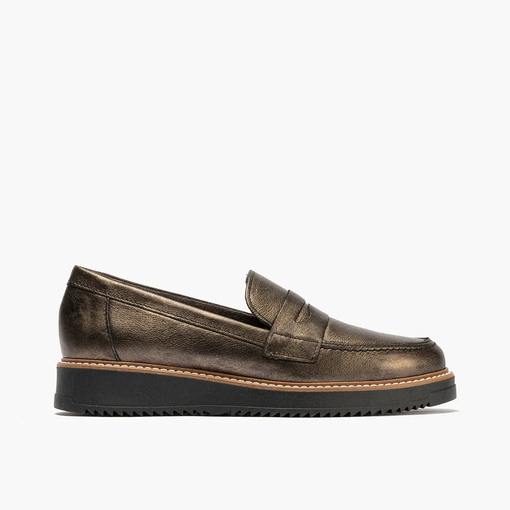Mocasín en Laminado de mujer color bronce