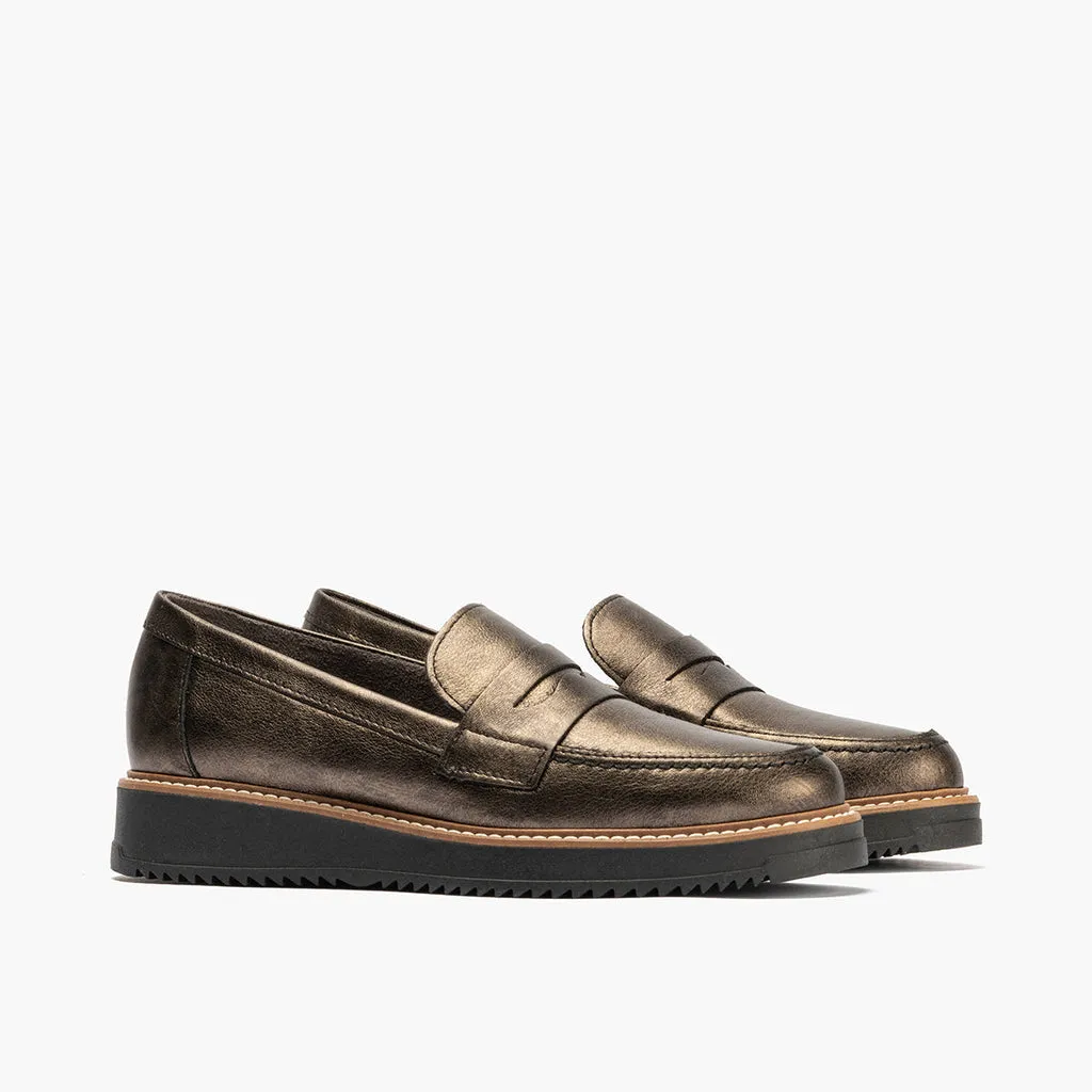 Mocasín en Laminado de mujer color bronce
