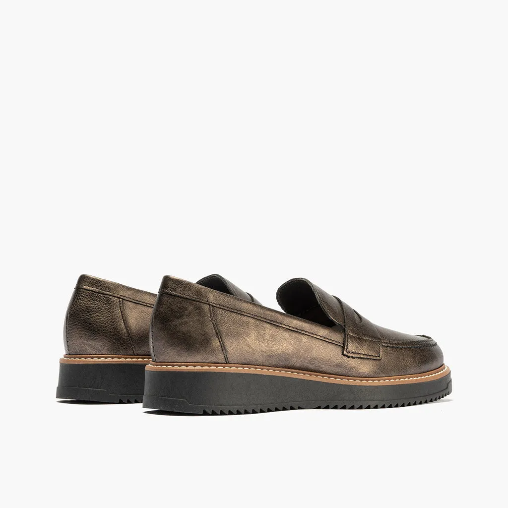 Mocasín en Laminado de mujer color bronce