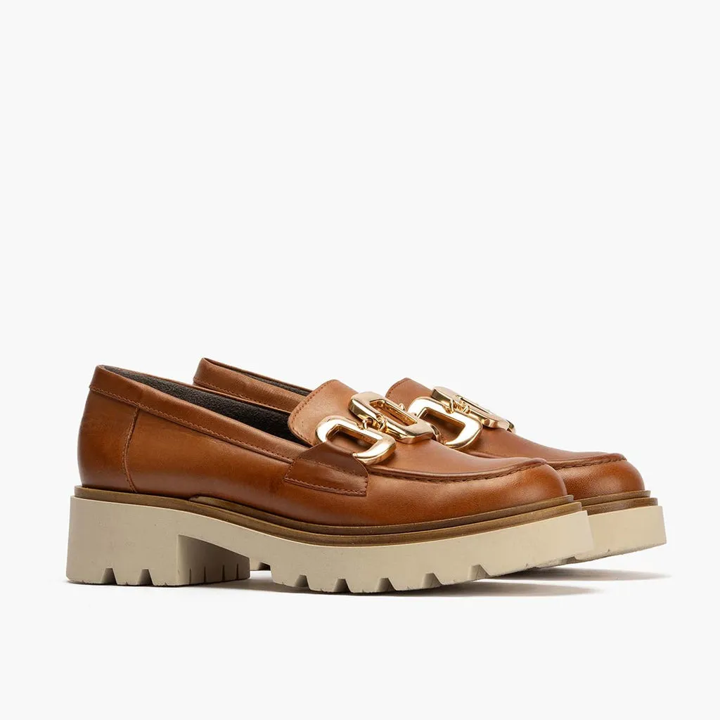 Mocasín en Napa de mujer color cuero