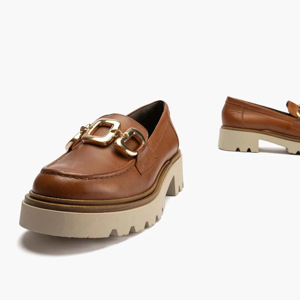 Mocasín en Napa de mujer color cuero