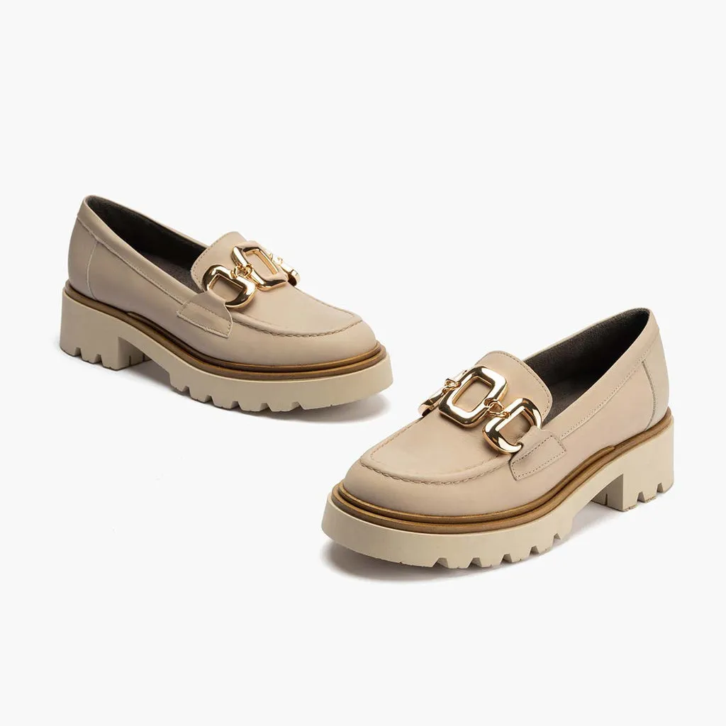 Mocasín en Napa mujer color piedra