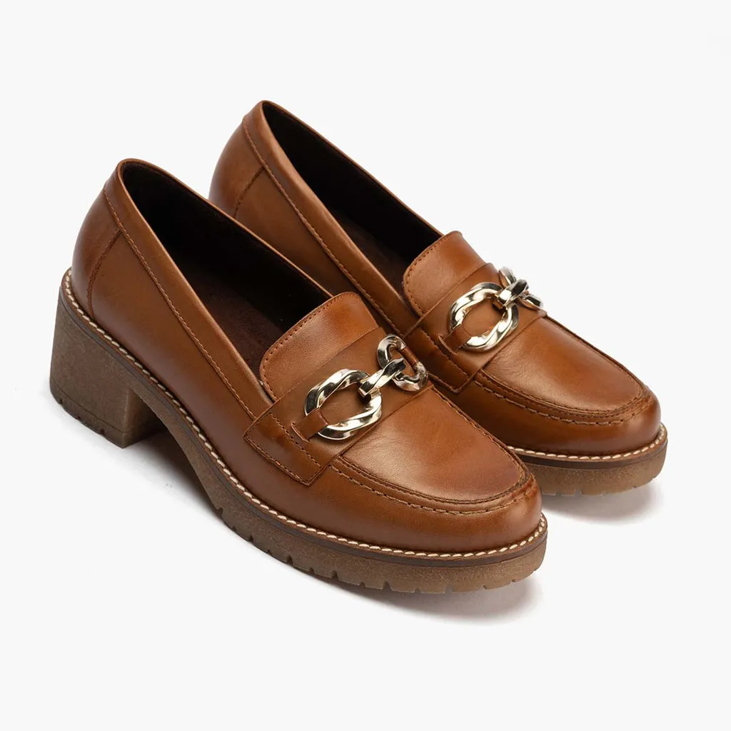 Mocasín en Napa para mujer color cuero