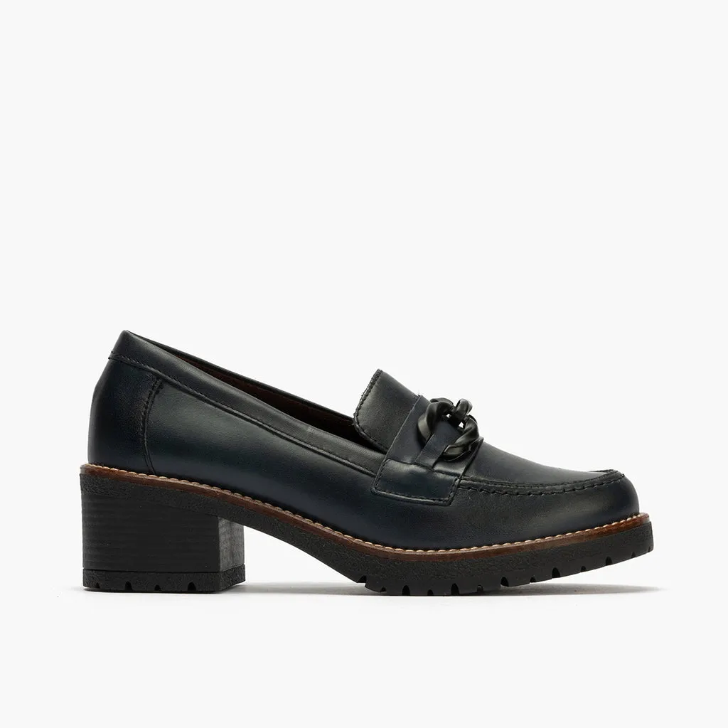 Mocasín en Napa para mujer color marino