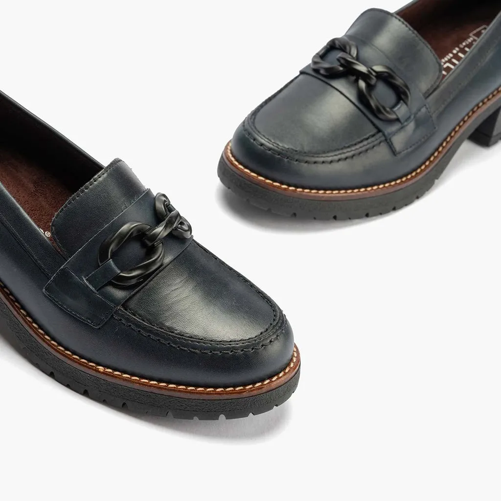 Mocasín en Napa para mujer color marino