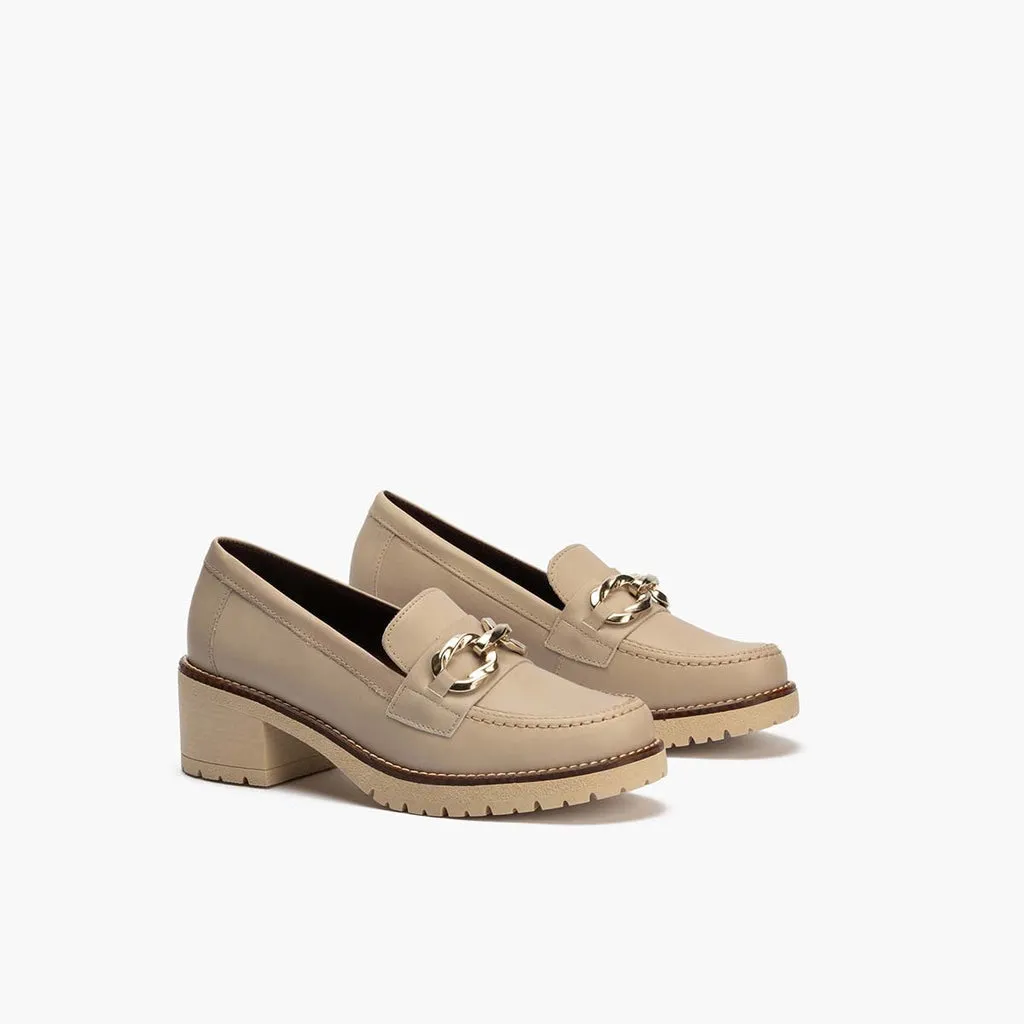 Mocasín en Napa para mujer color piedra