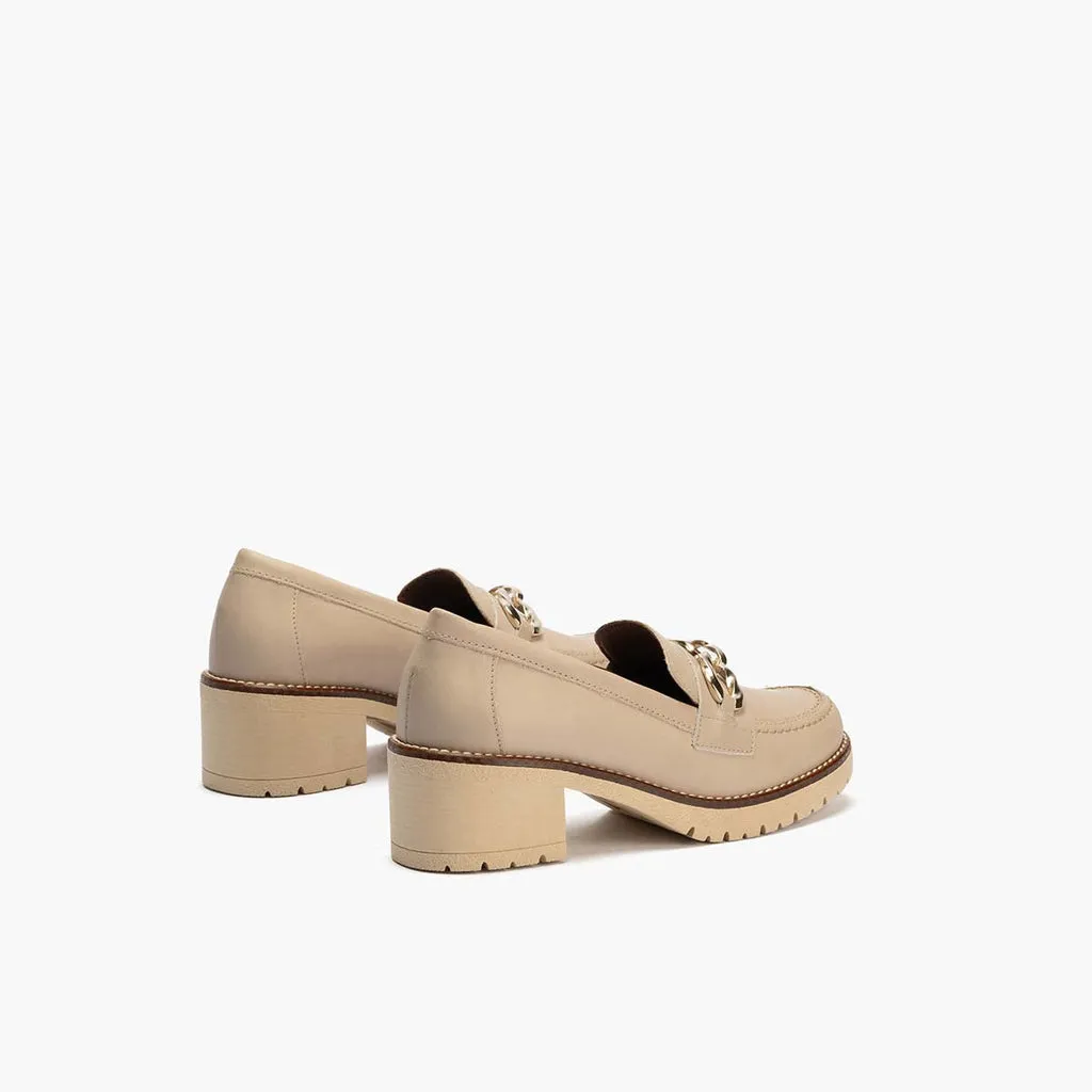 Mocasín en Napa para mujer color piedra