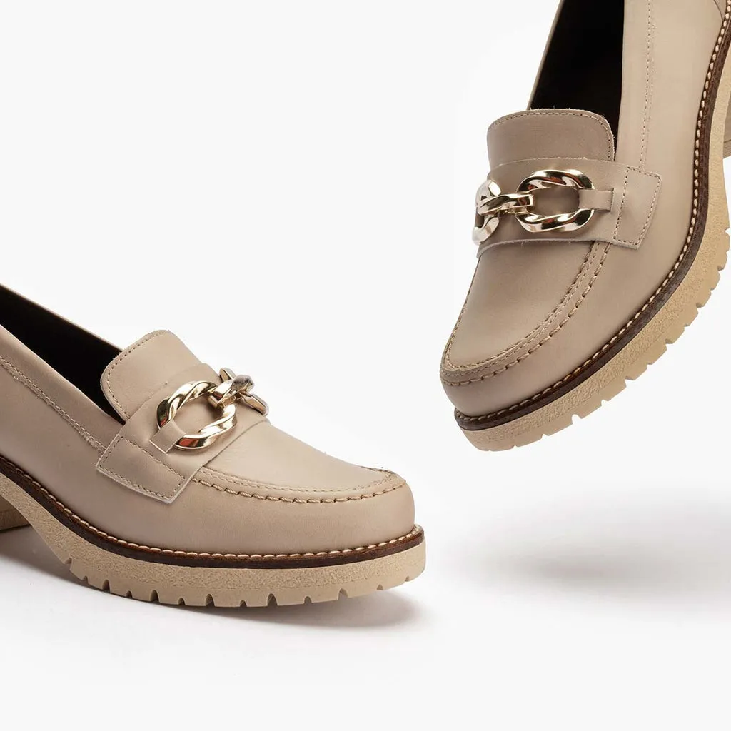 Mocasín en Napa para mujer color piedra