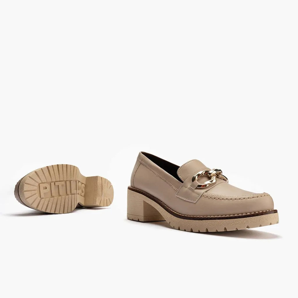 Mocasín en Napa para mujer color piedra