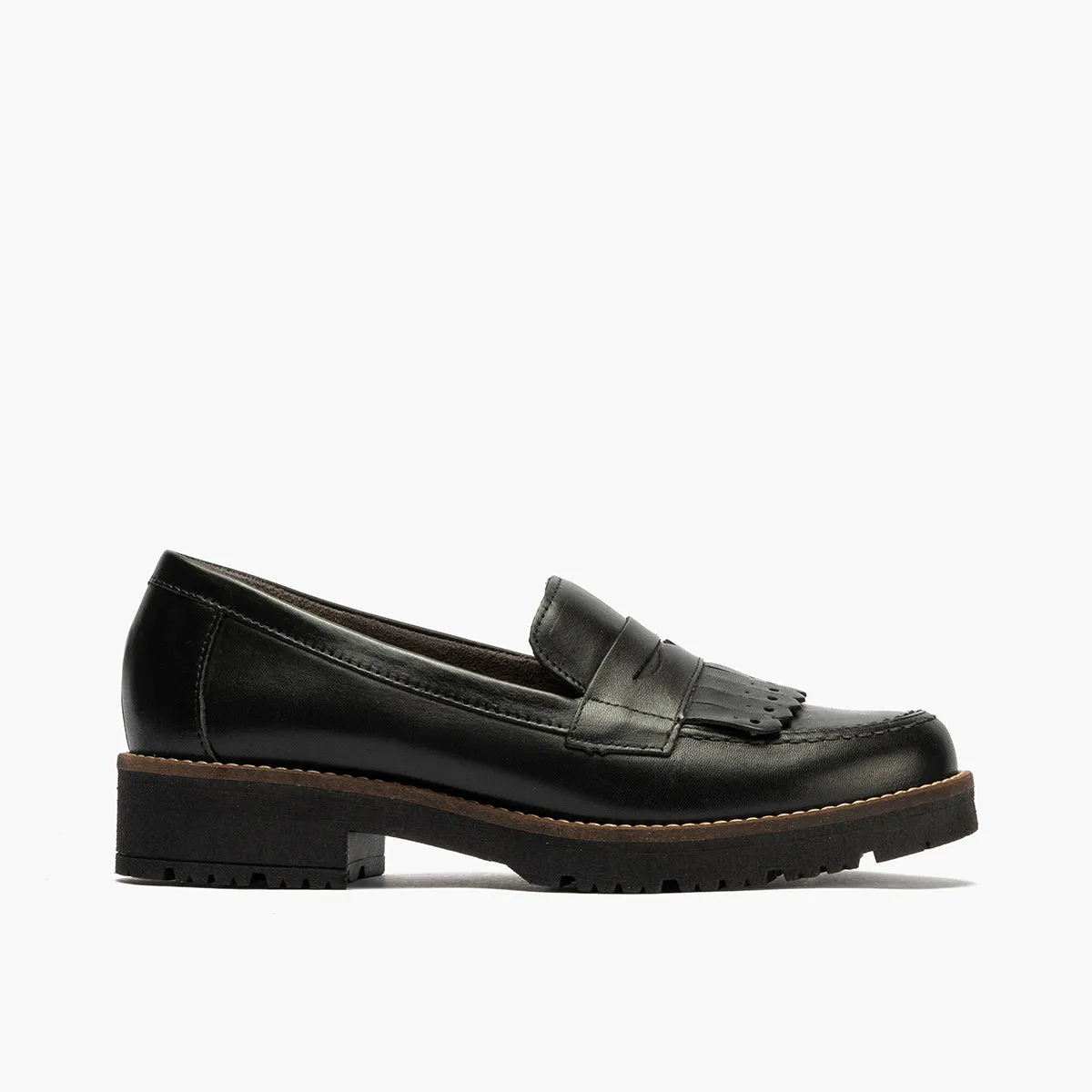 Mocasín Flecos de mujer color negro