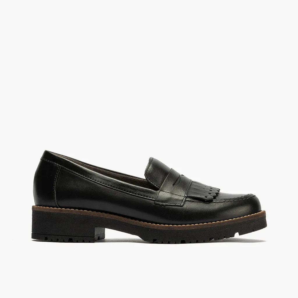Mocasín Flecos de mujer color negro