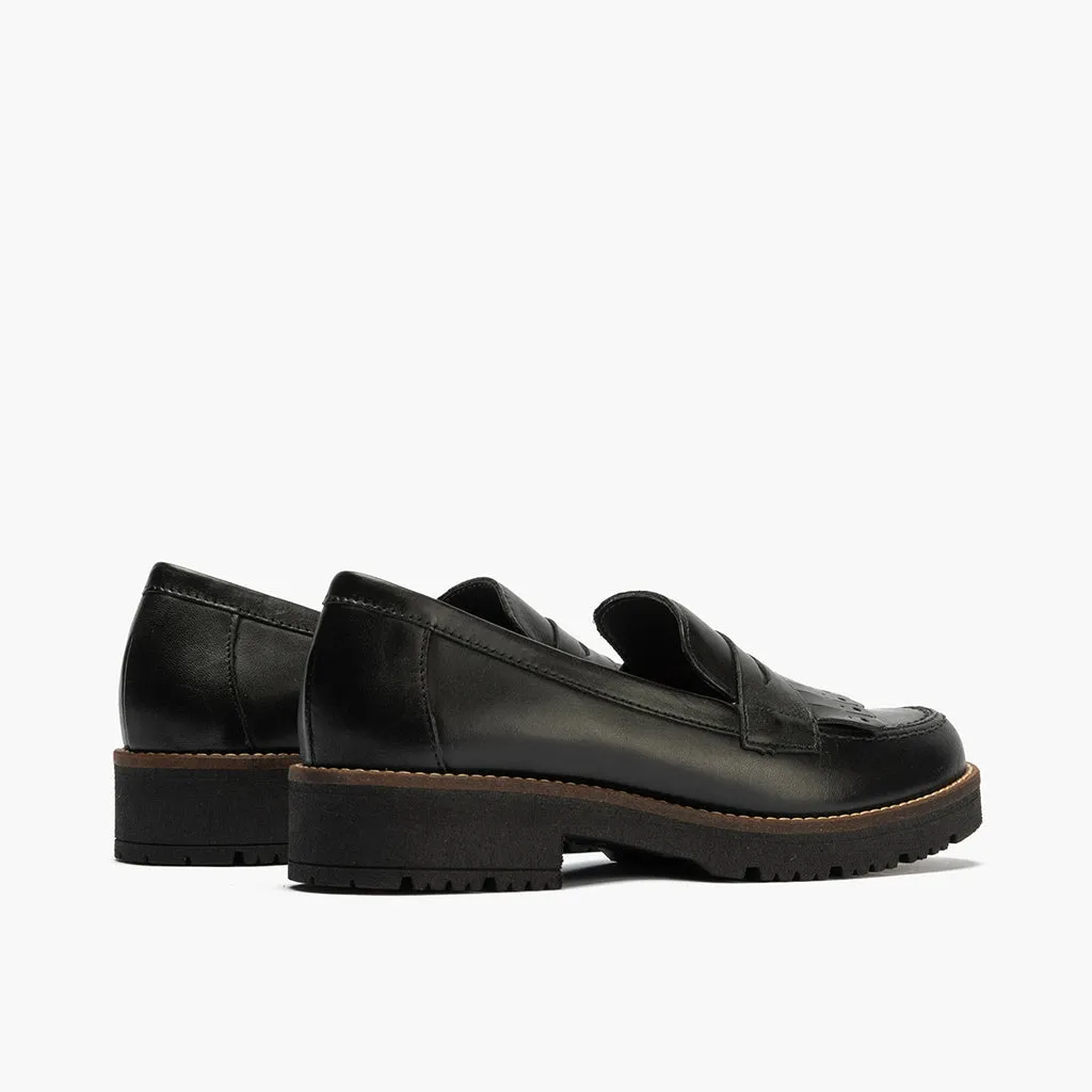 Mocasín Flecos de mujer color negro