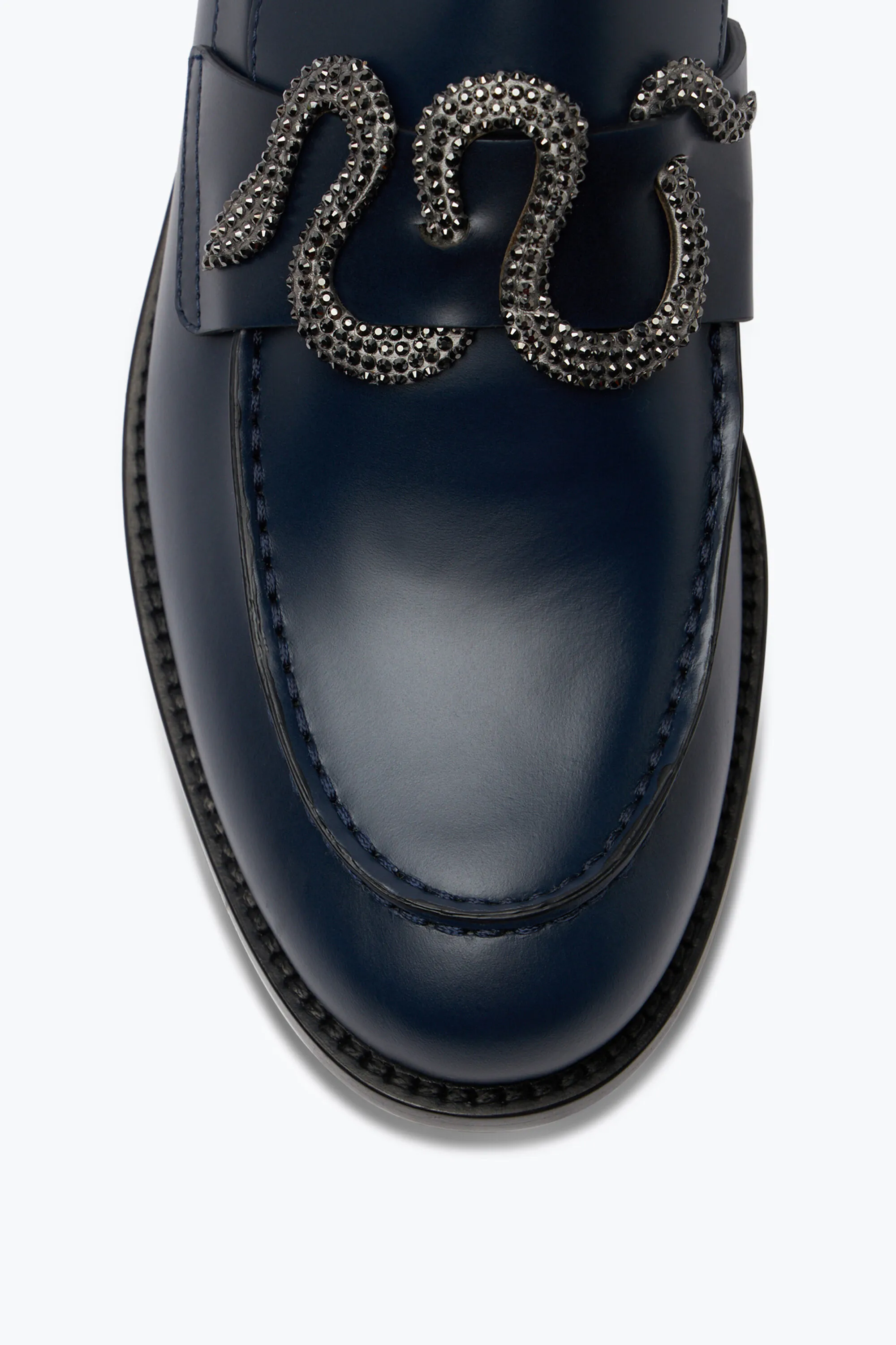 Mocasín Morgana Azul con Cristal Mate Negro 20