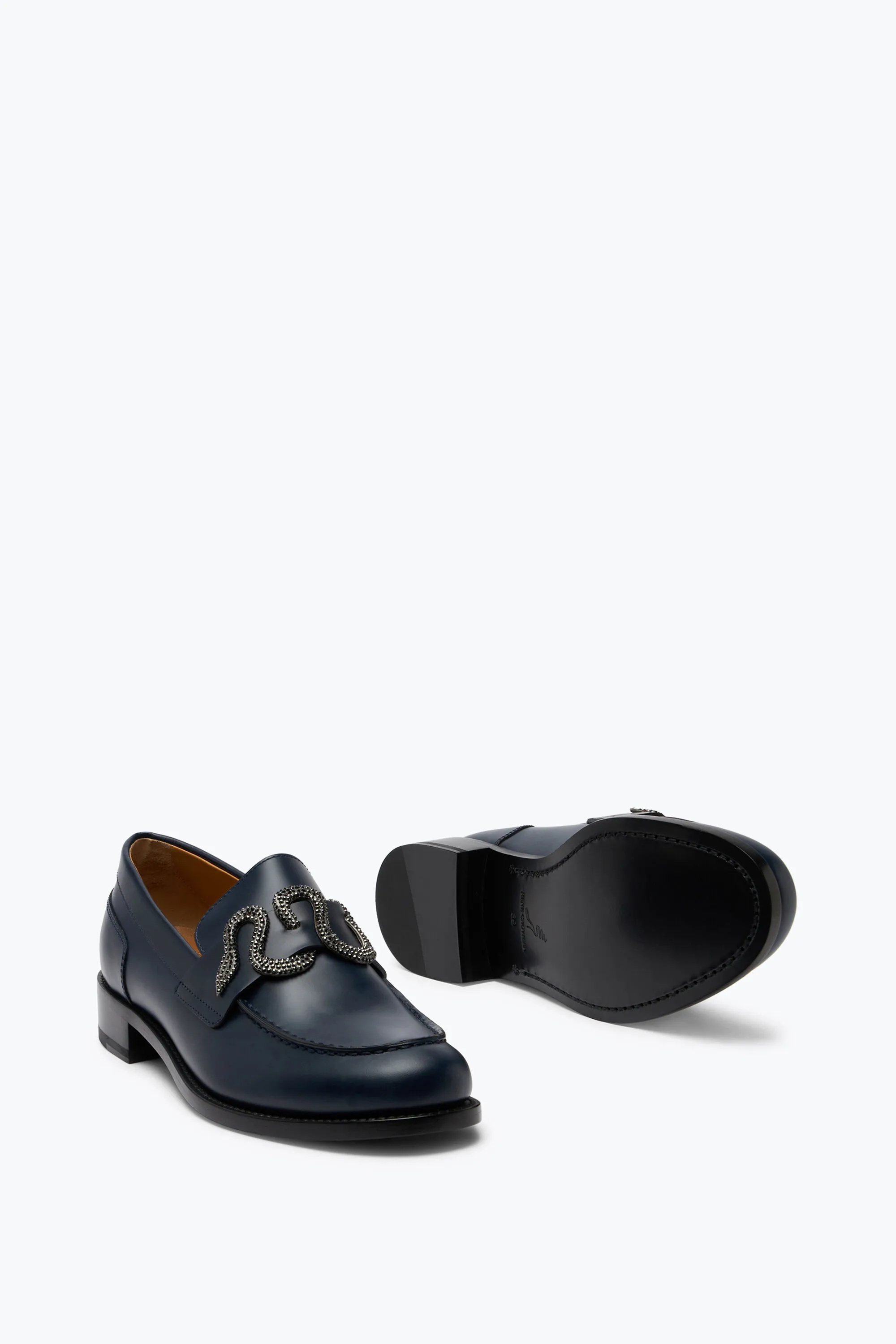 Mocasín Morgana Azul con Cristal Mate Negro 20
