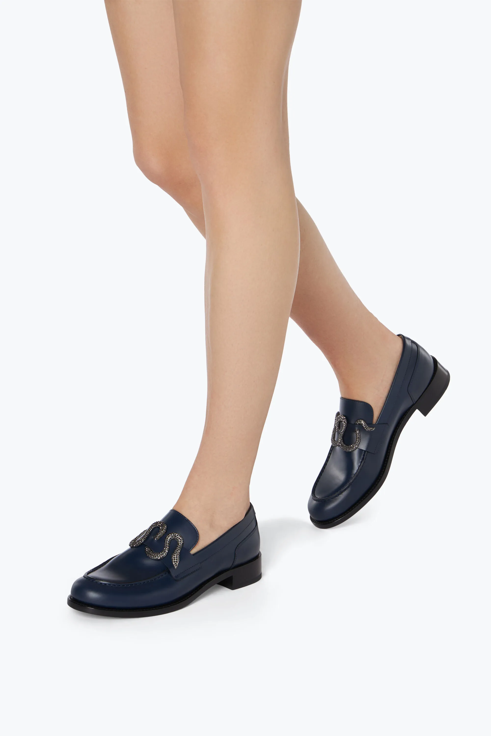Mocasín Morgana Azul con Cristal Mate Negro 20