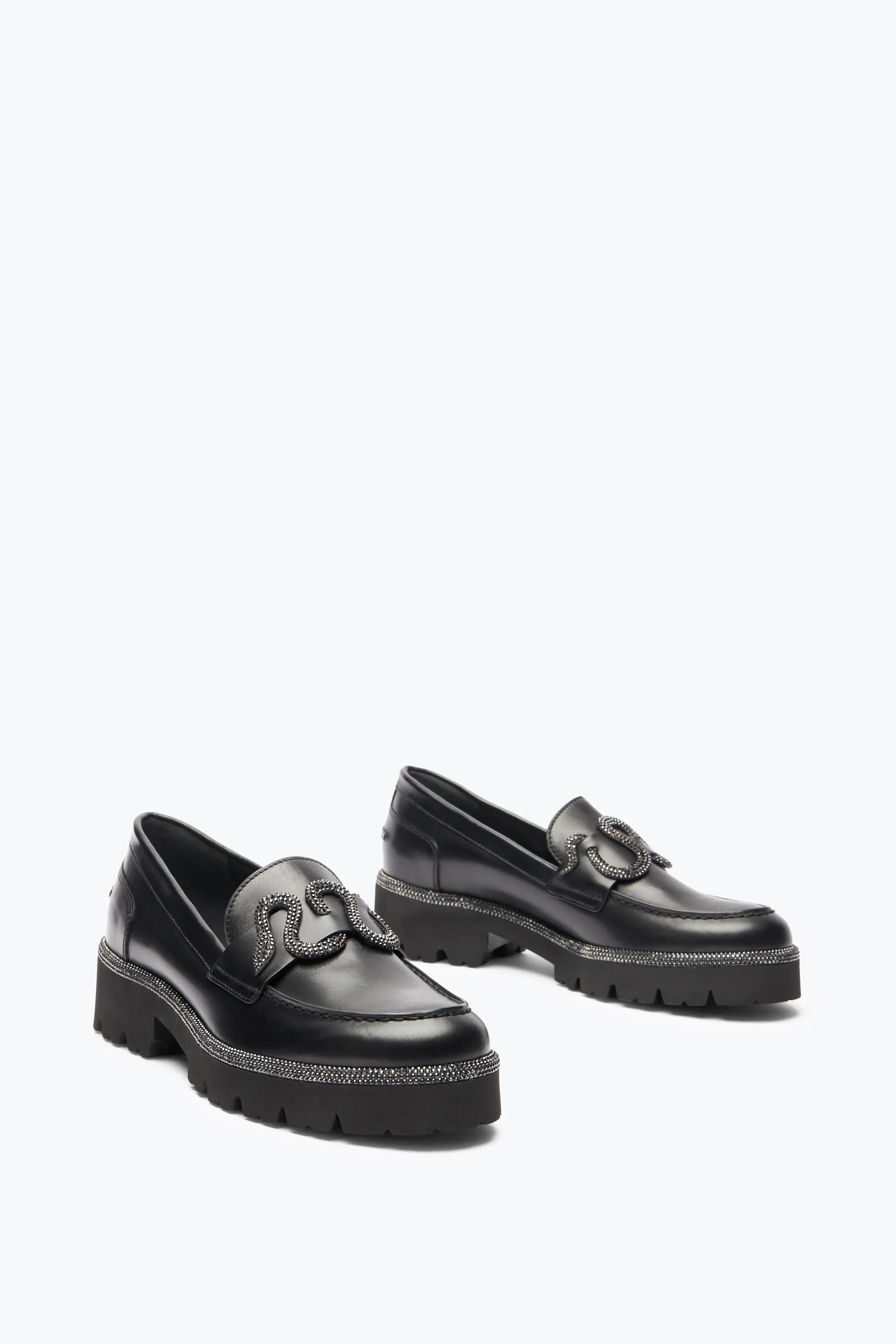 Mocasín Morgana Negro Grueso Con Pedrería 25