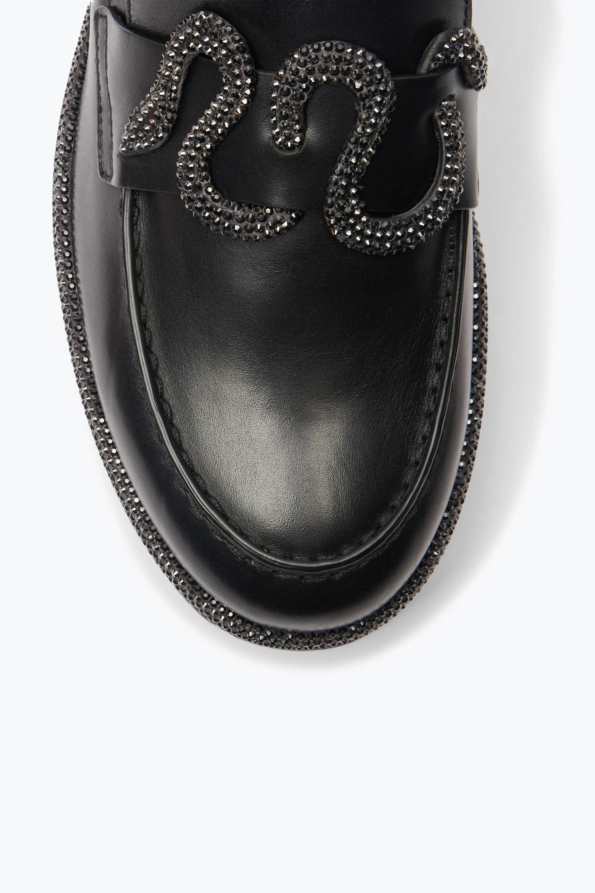 Mocasín Morgana Negro Grueso Con Pedrería 25