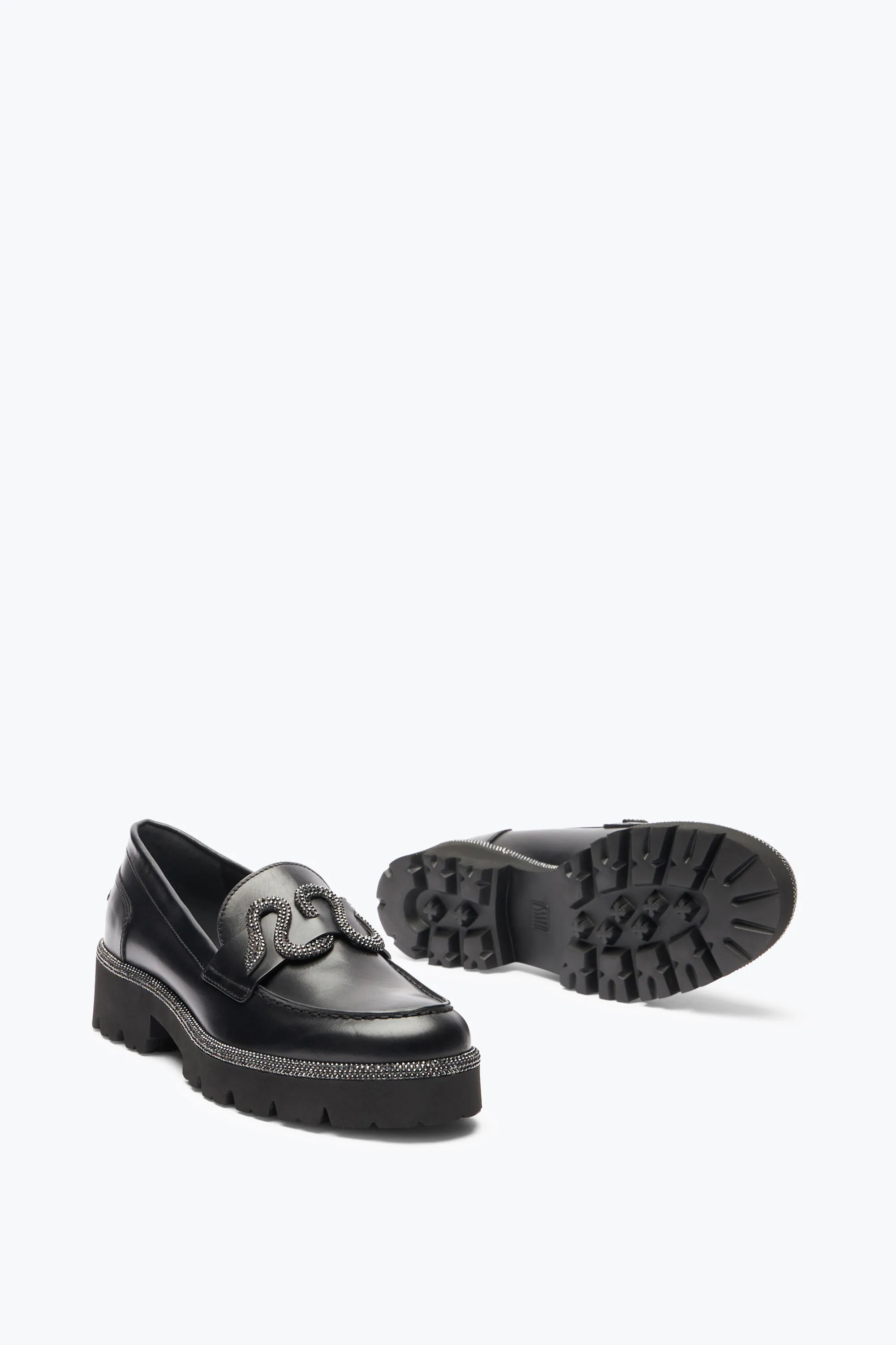 Mocasín Morgana Negro Grueso Con Pedrería 25
