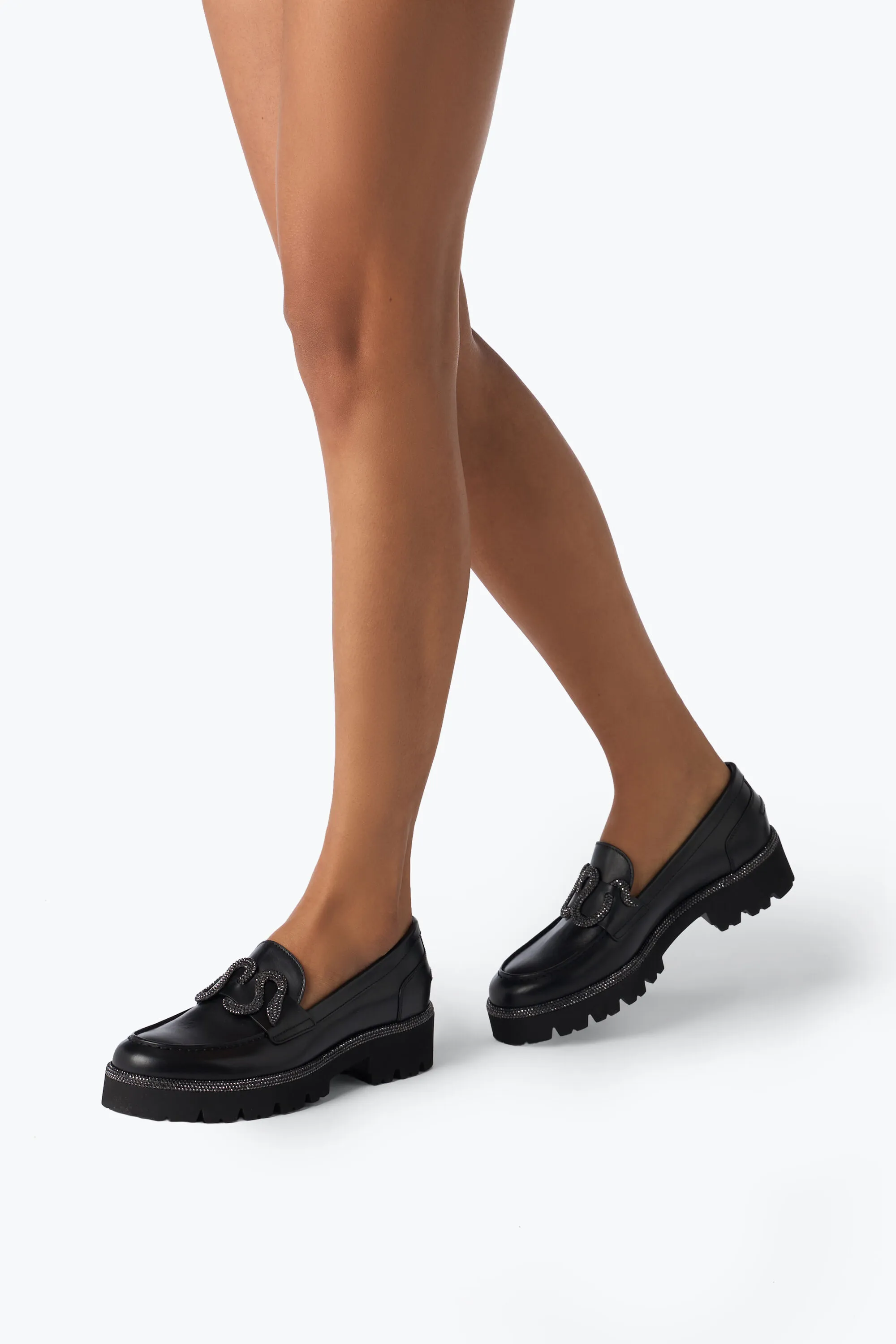 Mocasín Morgana Negro Grueso Con Pedrería 25