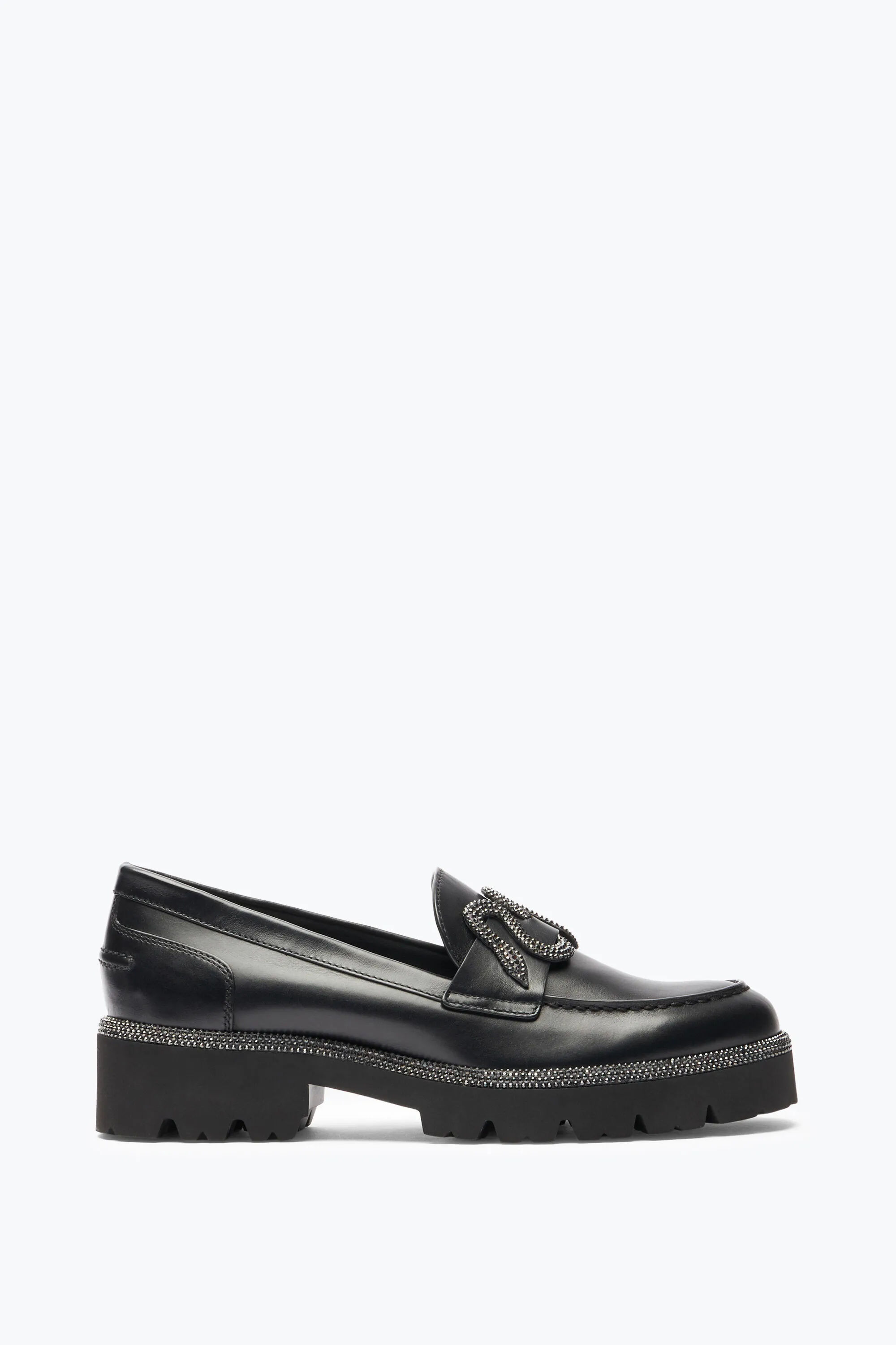 Mocasín Morgana Negro Grueso Con Pedrería 25