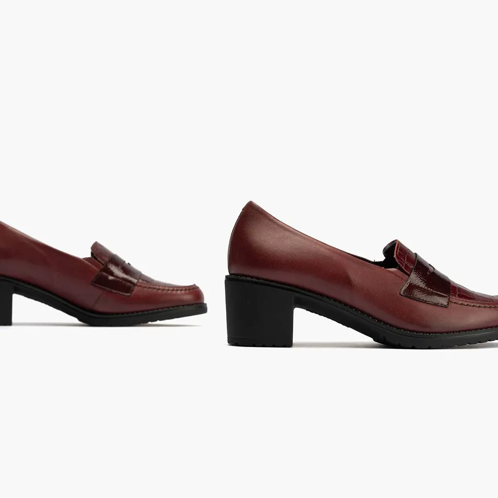 Mocasín mujer color burdeos