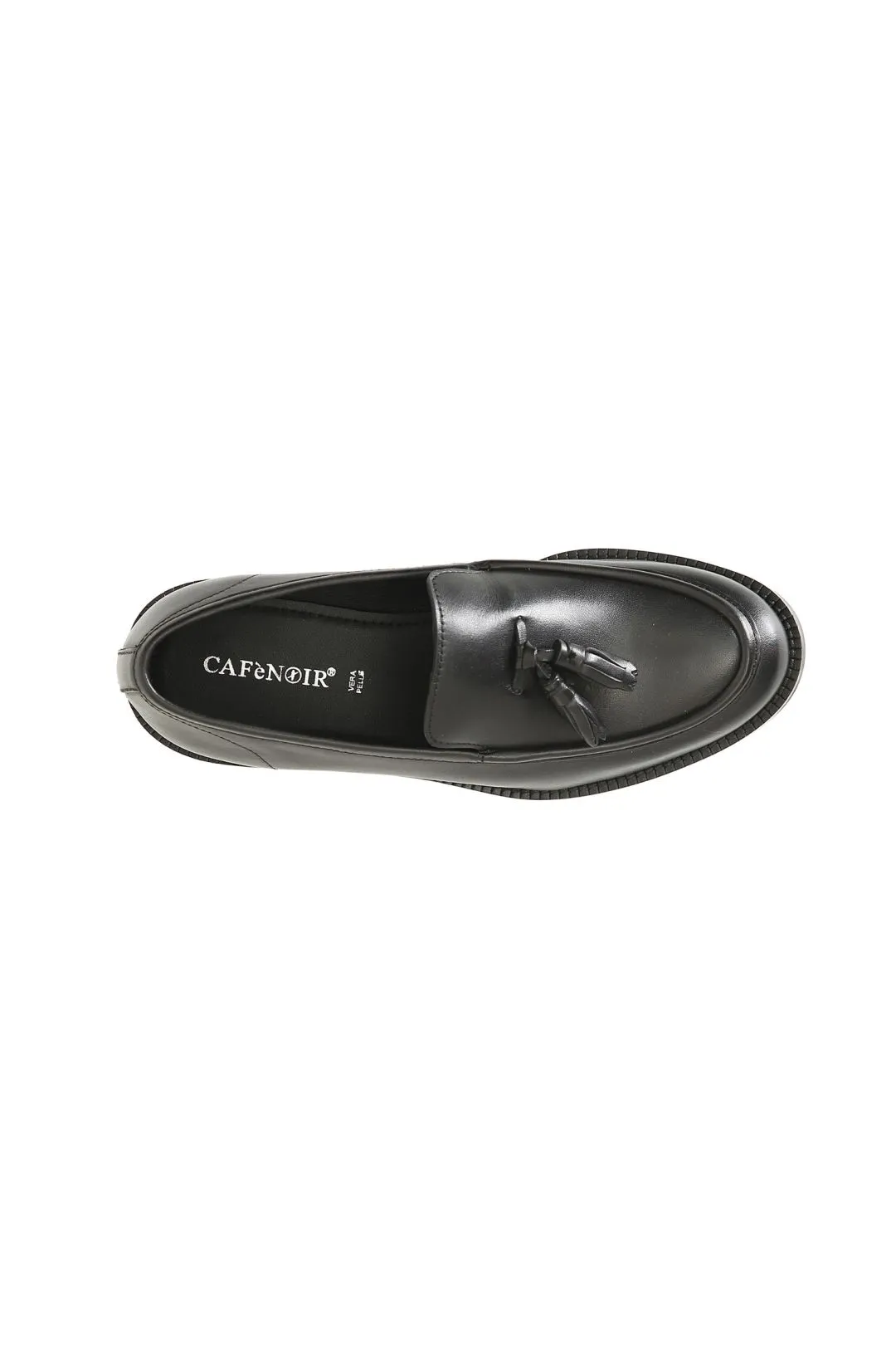 mocasín mujer piel con borlas black