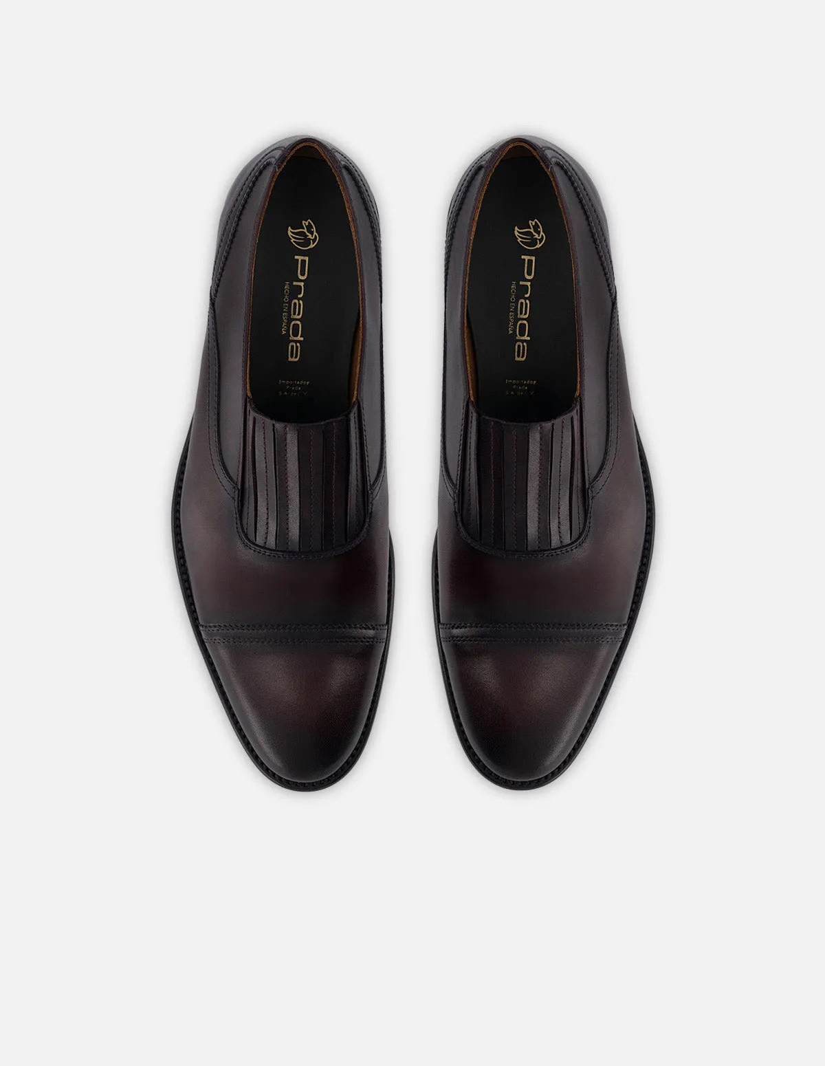 Mocasín slip on de piel color vino  hombre