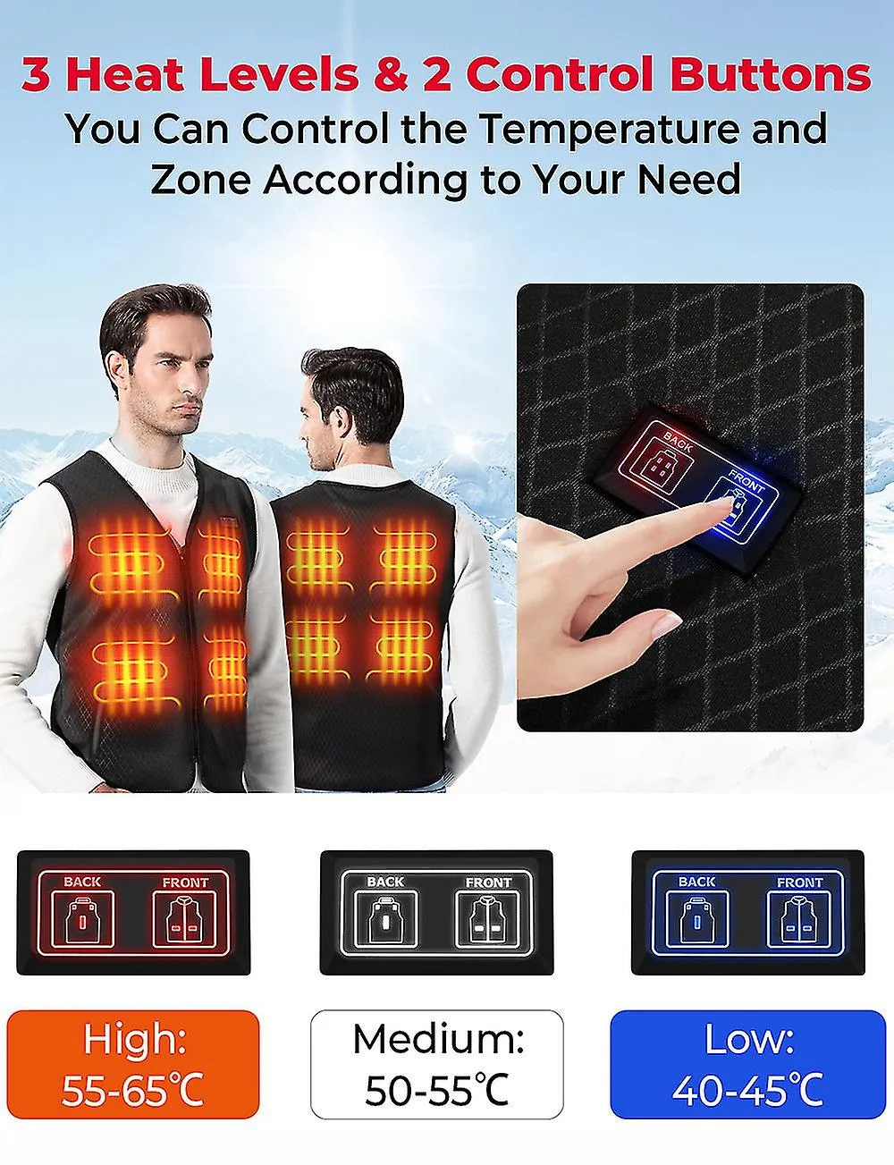 Motorcycle Heated Vest Men's Heated Vest With 8 Heating Zone Usb Electric Heating Vest For Skiing Fishing Outdoor