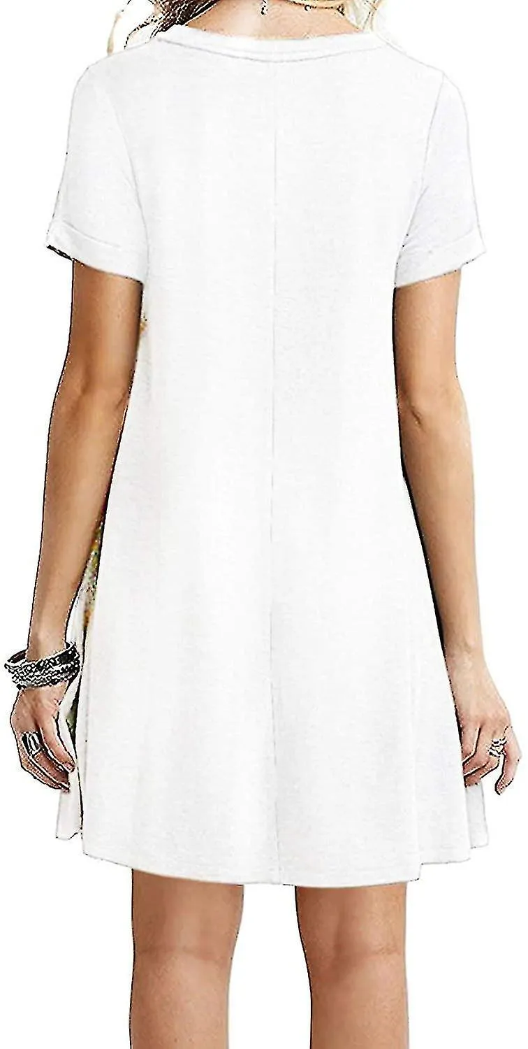 MUJER CASUAL SIMPLE CAMISETA SIMPLE VESTIDO SUELTOBLANCO2XL