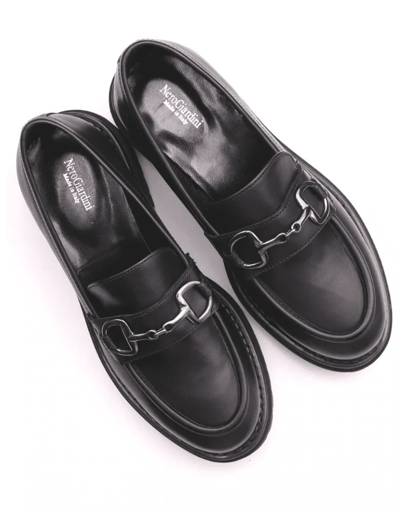 NERO GIARDINI 217715 MOCASíN MUJER  PIEL NEGRA