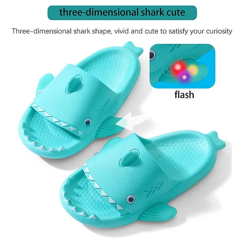 Niños Led Zapatillas luminosas para niños Niñas Casual Suaves De tiburón Toboganes con luces Sandalias de dibujos animados Niños