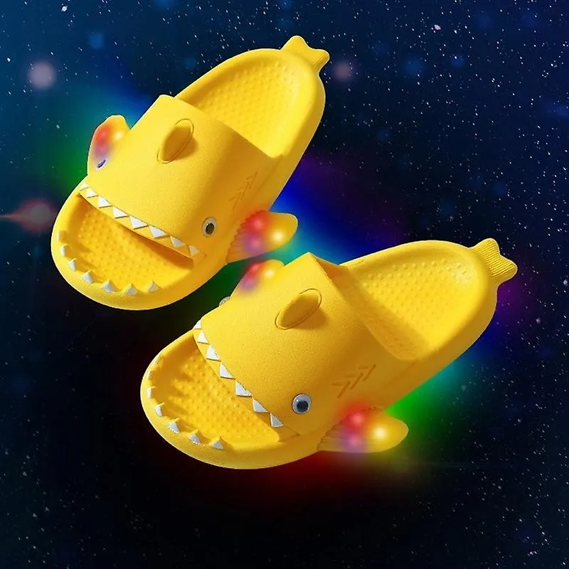 Niños Led Zapatillas luminosas para niños Niñas Casual Suaves De tiburón Toboganes con luces Sandalias de dibujos animados Niños