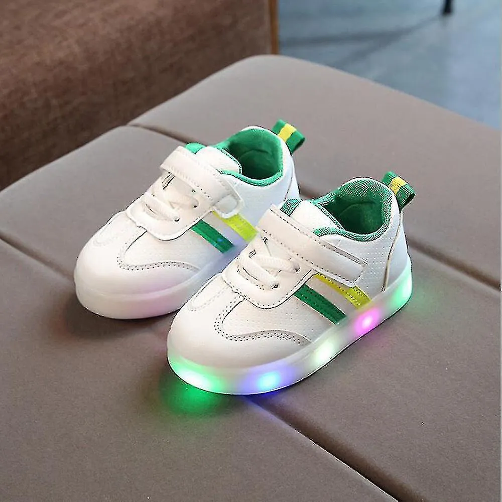 Niños pequeños Niños Bebé Zapatos a rayas Led Light Up Zapatillas luminosas