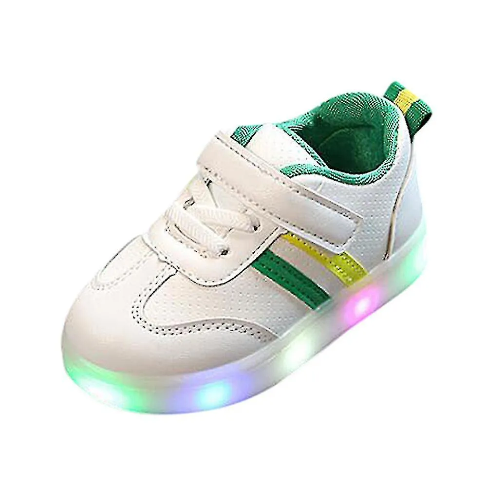 Niños pequeños Niños Bebé Zapatos a rayas Led Light Up Zapatillas luminosas