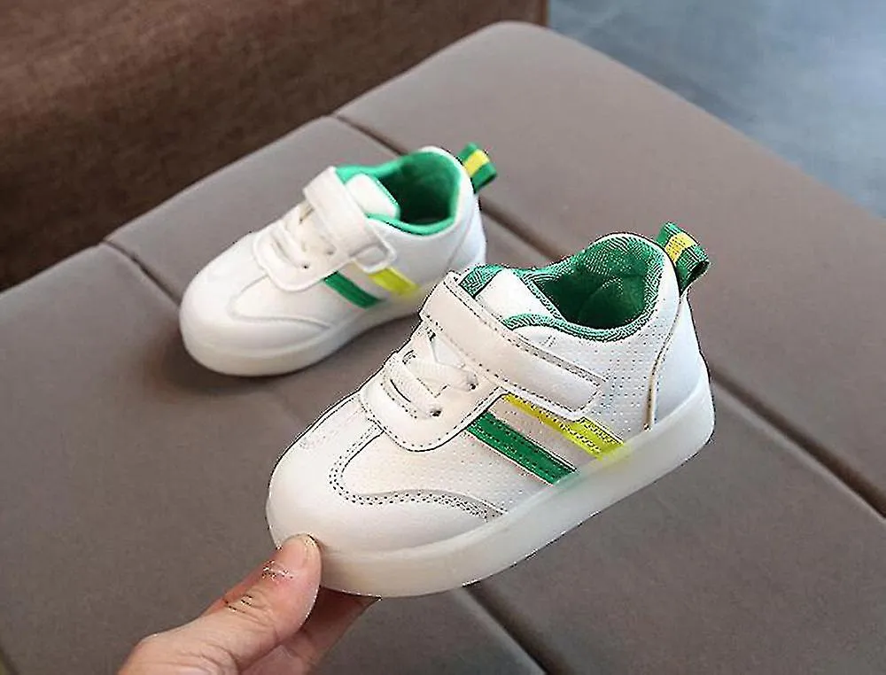 Niños pequeños Niños Bebé Zapatos a rayas Led Light Up Zapatillas luminosas