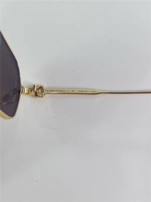 Nuevo diseño de moda Gafas de sol cuadradas 0463s Exquisito K Gold Frame Simple y popular Estilo versátil Outdoor UV400 Protecti