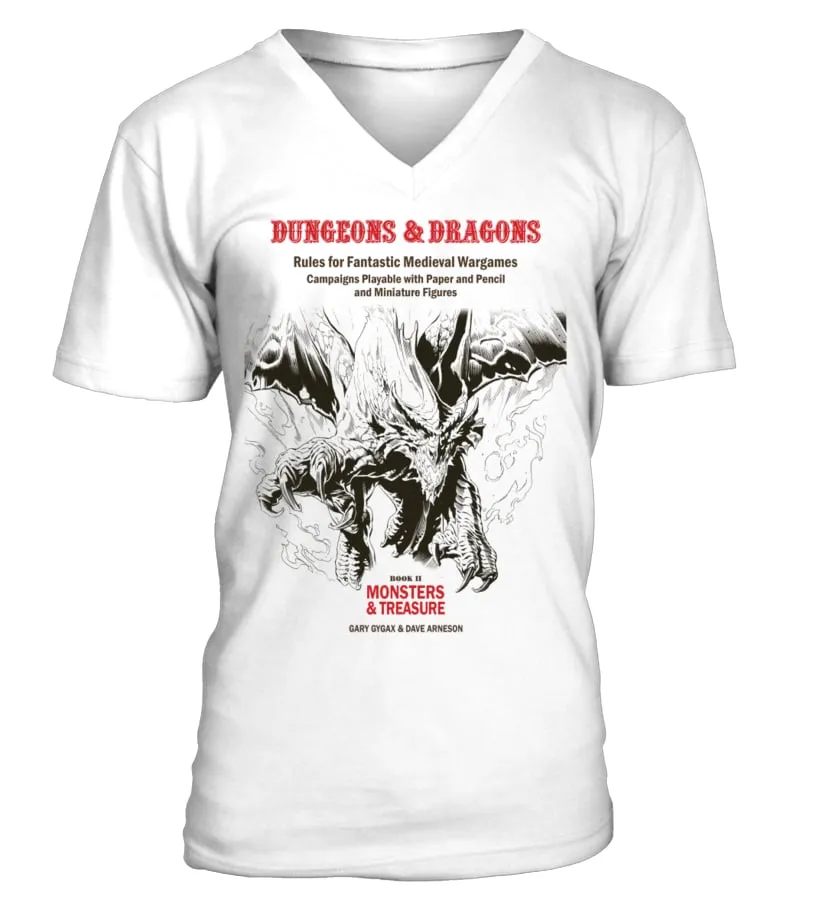ODND1974004WT. ORIGINAL DUNGEONS &AMP; DRAGONS, BOOK II  MONSTERS &AMP; TREASURE CAMISETA CUELLO EN V UNISEX
